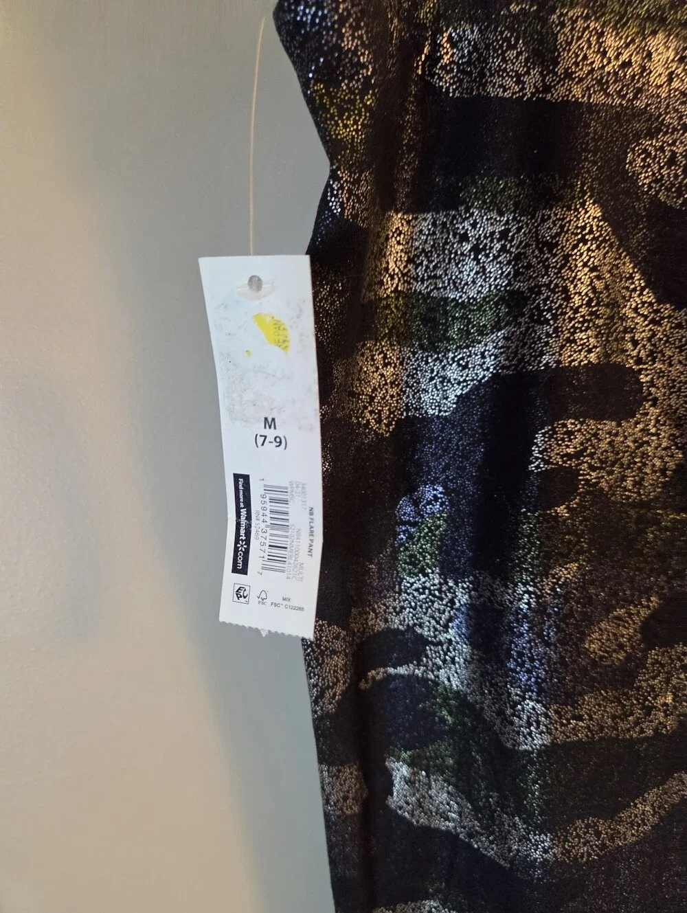 No Boundaries Juniors M 7-9 Camo Shimmer Flare Pants Metallic Y2K NWT